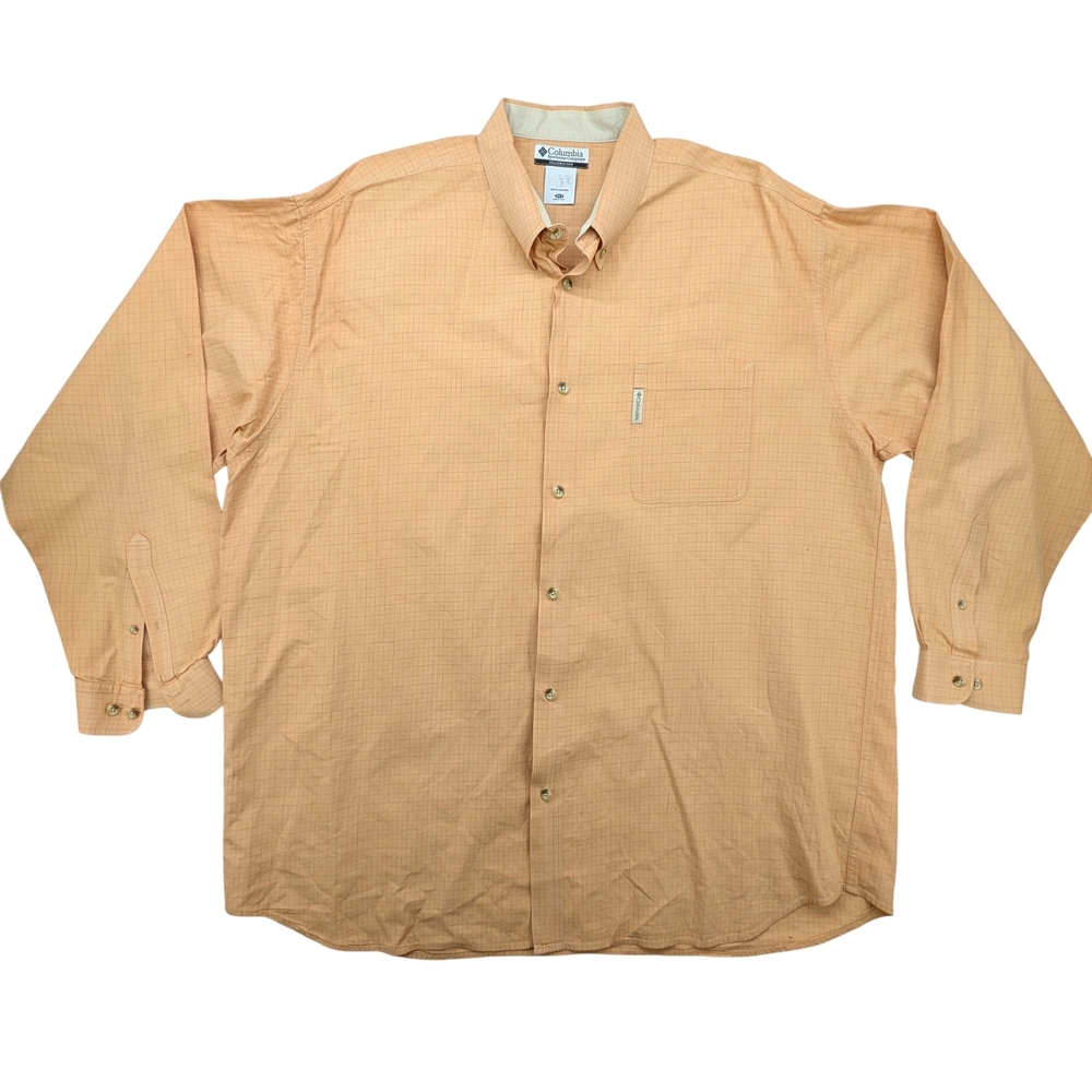 Columbia Shirt Mens 3XT Button Down Long Sleeve Outdoor Casual 100% Cotton Tan